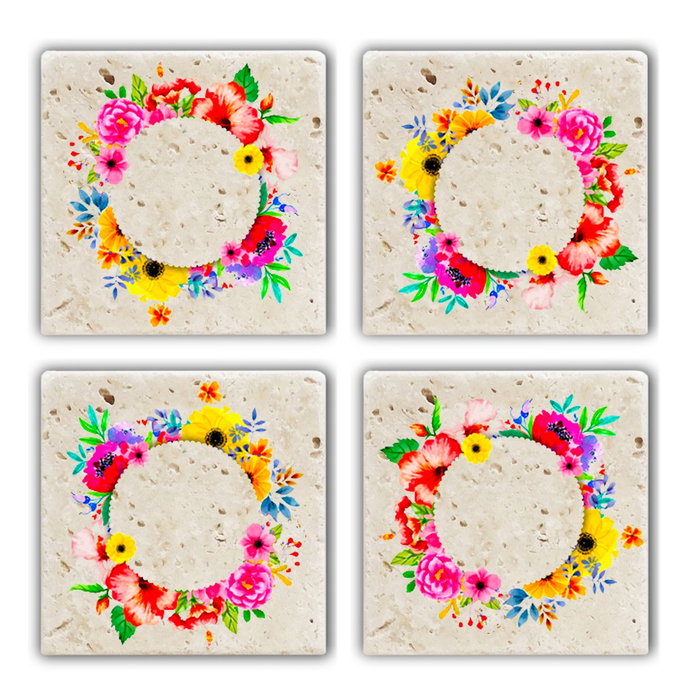 Hermia Set de 4 Posavasos de Piedra Natural Multicolor Hermia Set de 4 Posavasos de Piedra Natural Multicolor